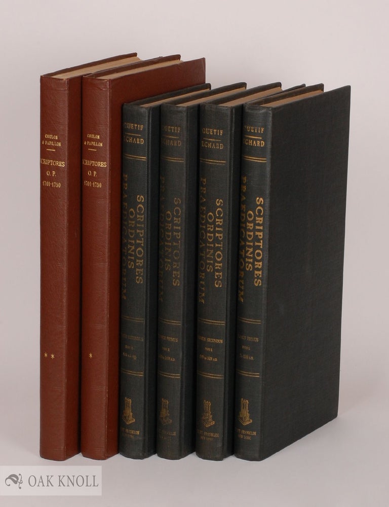 Order Nr. 142272 SCRIPTORES ORDINIS PRAEDICATORUM RECENSITI NOTISQUE HISTORICIS ET CRITICS ILLUSTRATI (with) SCRIPTORES ORDINIS PRAEDICATORUM RECENSITI NOTIS ETC., AD ANNUM 1700 (1700-1750). SIX VOLUMES IN TOTAL. Jacques Quefit, Remigius Coulon, Antonius, Papillon, Jacobus Echard, Jacobus.