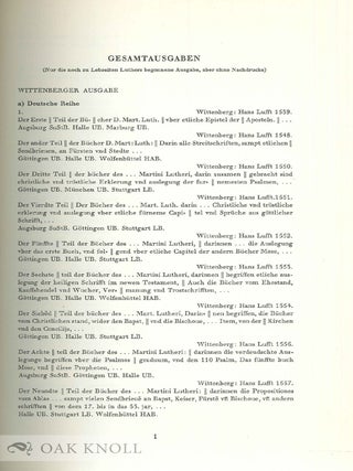 LUTHERBIBLIOGRAPHIE, VIRZEICHNIS DER GEDRUCKTEN SCHRIFTEN MARTIN LUTHE RS BIS ZU DESSEN TOD.