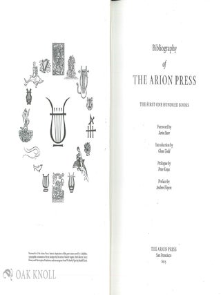 BIBLIOGRAPHY OF THE ARION PRESS: THE FIRST ONE HUNDRED BOOKS.
