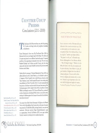 MADE (BY HAND) IN THE MIDWEST: THE CONTRE COUP PRESS, 1979-2019: THE JEAN-FRAN&Ccedil;OIS VILAIN & ROGER S. WIECK COLLECTION OF PRIVATE PRESSES, EPHEMERA, & RELATED REFERENCE