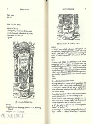 A BIBLIOGRAPHY OF FRENCH EMBLEM BOOKS OF THE SIXTEENTH AND SEVENTEENTH CENTURIES.