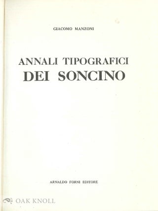 ANNALI TIPOGRAFICI DEI SONCINO.