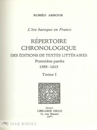 L'ÈRE BAROQUE EN FRANCE. FIVE VOLUMES.