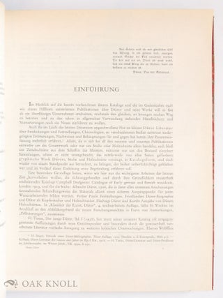 DÜRER-KATALOG, EIN HANDBUCH ÜBER ALBRECHT DÜRERS STICHE, RADIERUNGEN, HOLZSCHNITTE, DEREN ZUSTÄNDE, AUSGABEN UND WASSERZEICHEN
