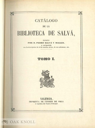 CATÁLOGO DE LA BIBLIOTECA DE SALVÁ.