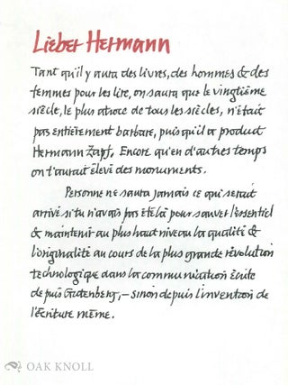HOMMAGE A` HERMANN ZAPF.