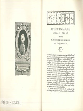 PIERRE SIMON FOURNIER UND DIE DRUCKKUNST DES XVIII. JAHRHUNDERTS IN FRANKREICH.