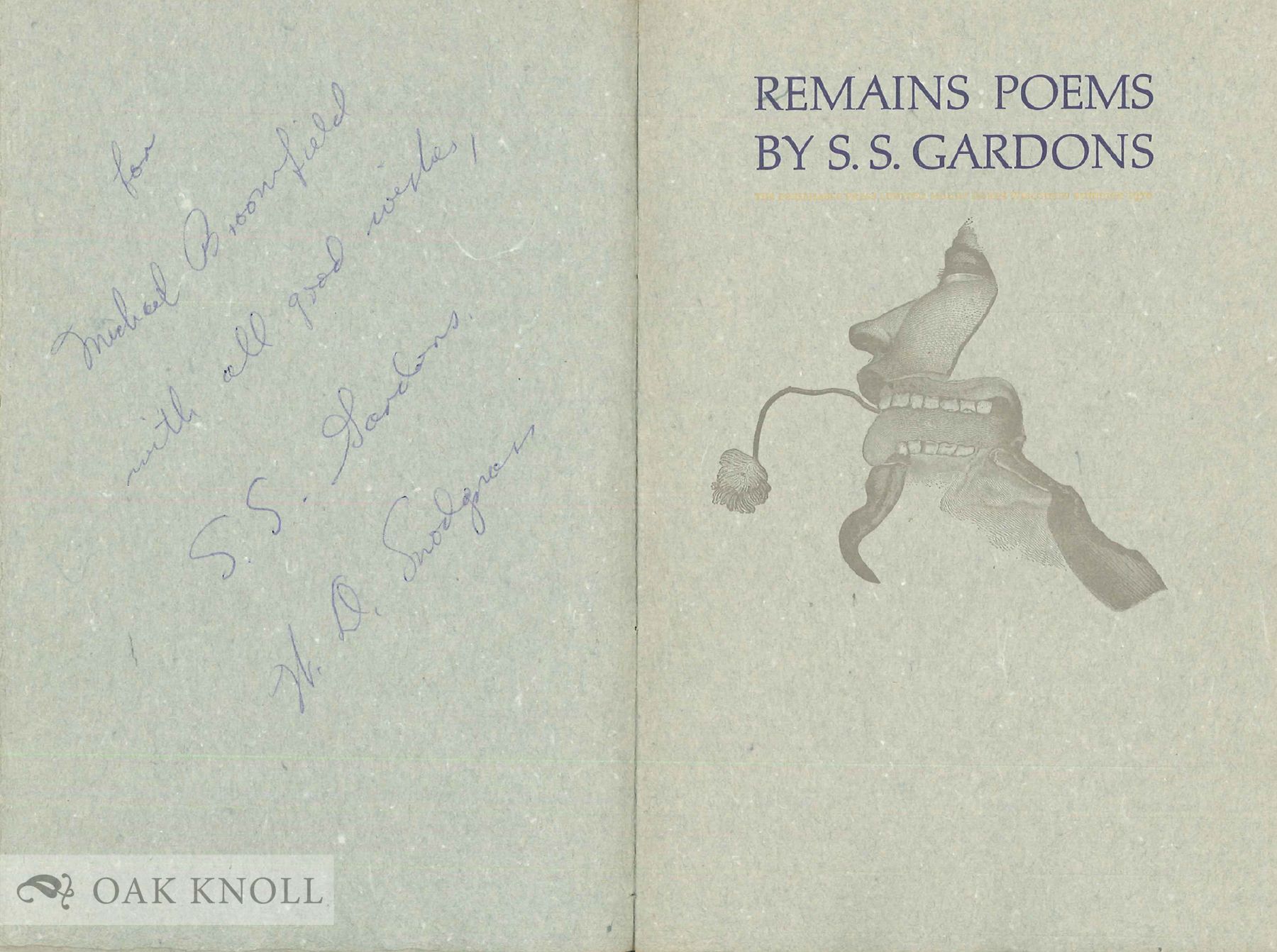 REMAINS: POEMS | S. S Gardons, but alias of W. D