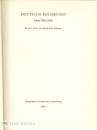 DEUTSCHE BUCHKUNST, 1890 BIS 1960.
