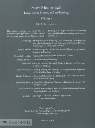 SUAVE MECHANICALS: ESSAYS ON THE HISTORY OF BOOKBINDING, VOLUME 1