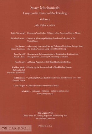 SUAVE MECHANICALS: ESSAYS ON THE HISTORY OF BOOKBINDING, VOLUME 5.