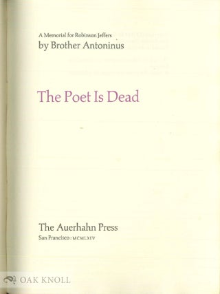THE POET IS DEAD.