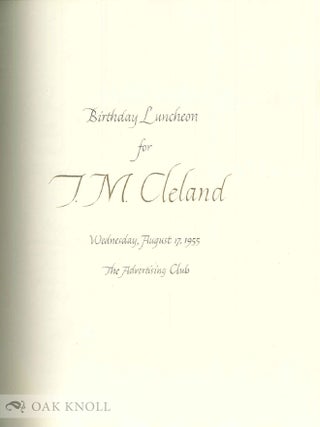 BIRTHDAY LUNCHEON FOR T.M. CLELAND.