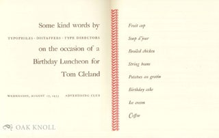 BIRTHDAY LUNCHEON FOR T.M. CLELAND.