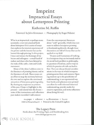 IMPRINT: IMPRACTICAL ESSAYS ABOUT LETTERPRESS PRINTING