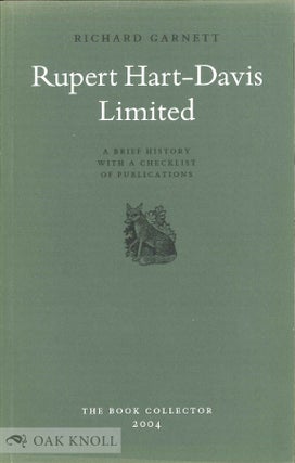 Order Nr. 143326 RUPERT HART-DAVIS LIMITED A BRIEF HISTORY WITH A CHECKLIST OF PUBLICATIONS....