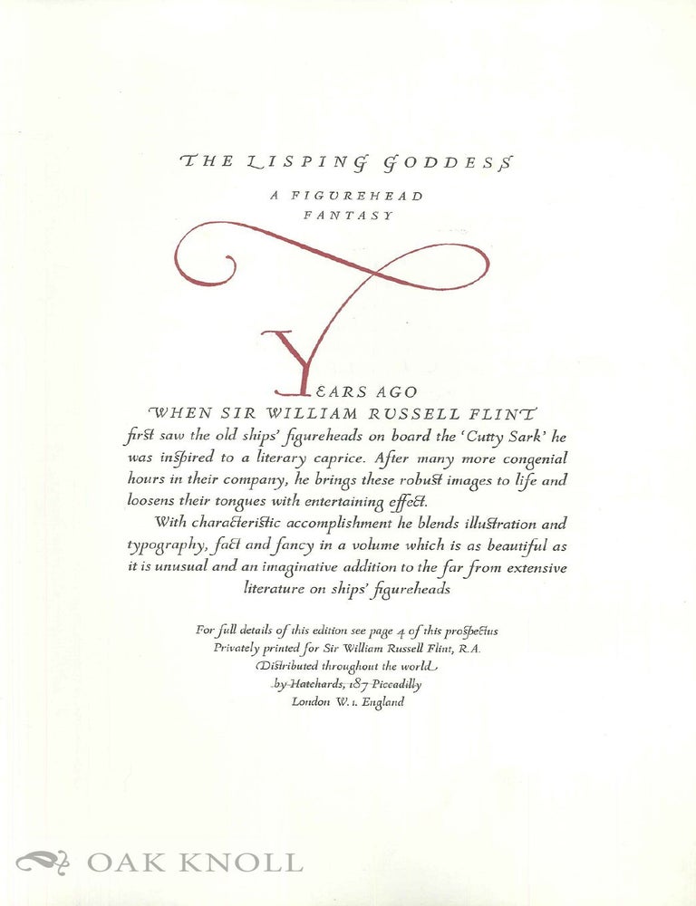 Order Nr. 143418 Prospectus for THE LISPING GODDESS. Russell Flint.