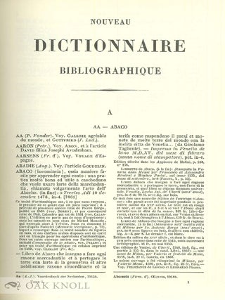MANUEL DU LIBRAIRE ET DE L'AMATEUR DE LIVRES.