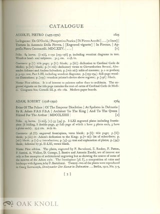 THE FOWLER ARCHITECTURAL COLLECTION OF THE JOHNS HOPKINS UNIVERSITY CATALOGUE.