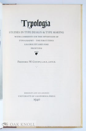 TYPOLOGIA, STUDIES IN TYPE DESIGN & TYPE MAKING
