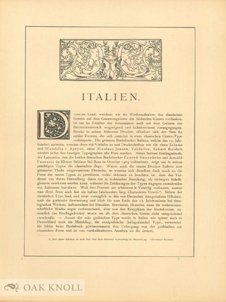 BÜCHER-ORNAMENTIK DER RENAISSANCE, EINE AUSWAHL STYLVOLLER TITELEINFASSUNGEN, INITIALEN, LEISTEN. With DIE BÜCHER-ORNAMENTIK, DER HOCH - UND SPATRENAISSANCE.