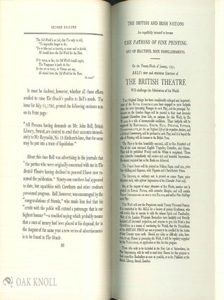 JOHN BELL, 1745-1831, BOOKSELLER, PRINTER, PUBLISHER, TYPEFOUNDER, JOURNALIST, & C. ...