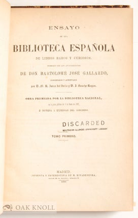 ENSAYO DE UNA BIBLIOTECA ESPANOLA DE LIBROS RAROS Y CURIOSOS