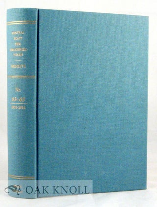 Order Nr. 45968 ZENTRALBLATT FÜR BIBLIOTHEKSWESEN VOLUME 63-65