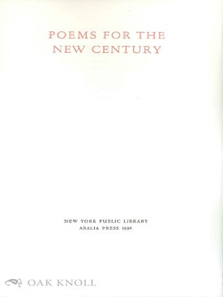 POEMS FOR THE NEW CENTURY