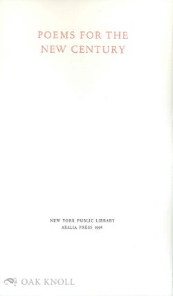 POEMS FOR THE NEW CENTURY