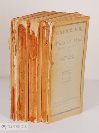 Order Nr. 52110 BIBLIOGRAPHIE DES LIVRES DE LUXE DE 1900 A 1928 INCLUS, TOME PREMIER A - E /...