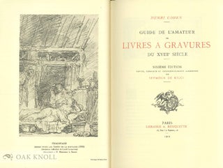 GUIDE DE L'AMATEUR DE LIVRES A GRAVURE DU XVIII SIECLE