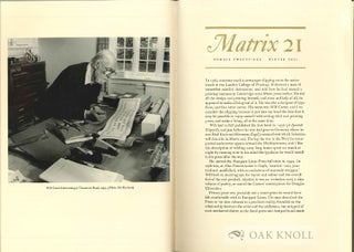 MATRIX 21, WINTER 2001, A REVIEW FOR PRINTERS AND BIBLIOPHILES.