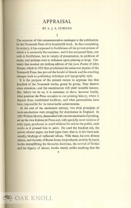 NONESUCH CENTURY, AN APPRAISAL, A PERSONAL NOTE
