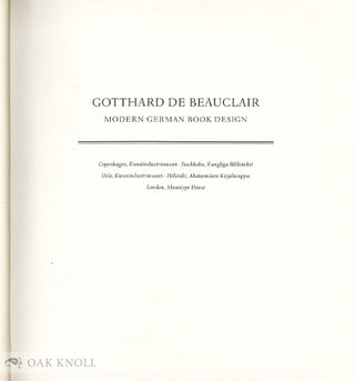 GOTTHARD DE BEAUCLAIR MODERN TYSK BOKKONST.