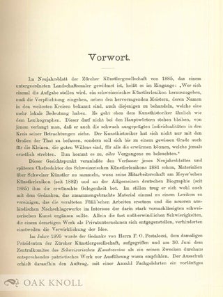 SCHWEIZERISCHES KÜNSTLER-LEXIKON, HERAUSGEGEBEN MIT UNTERSTÜTZUNG DES BUNDES UND KUNSTFREUNDLICHER PRIVATER VOM SCHWEIZERISCHEN KUNSTVEREIN.