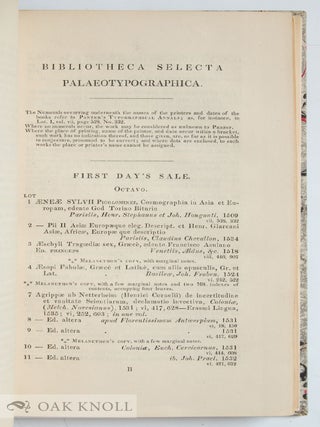 CATALOGUE OF THE LIBRARY OF DR. KLOSS OF FRANCKFORT A. M., PROFESSOR; INCLUDING MANY ORIGINAL AND UNPUBLISHED MANUSCRIPTS, AND PRINTED BOOKS WITH MS. ANNOTATIONS, BY PHILIP MELANCTHON.