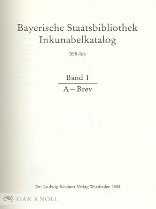 BAYERISCHE STAATSBIBLIOTHEK INKUNABELKATALOG.