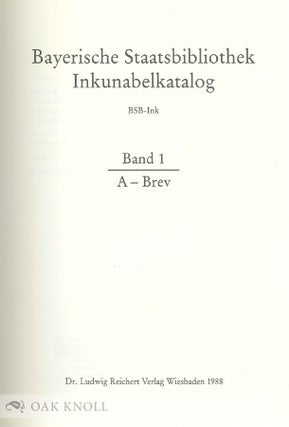 BAYERISCHE STAATSBIBLIOTHEK INKUNABELKATALOG.