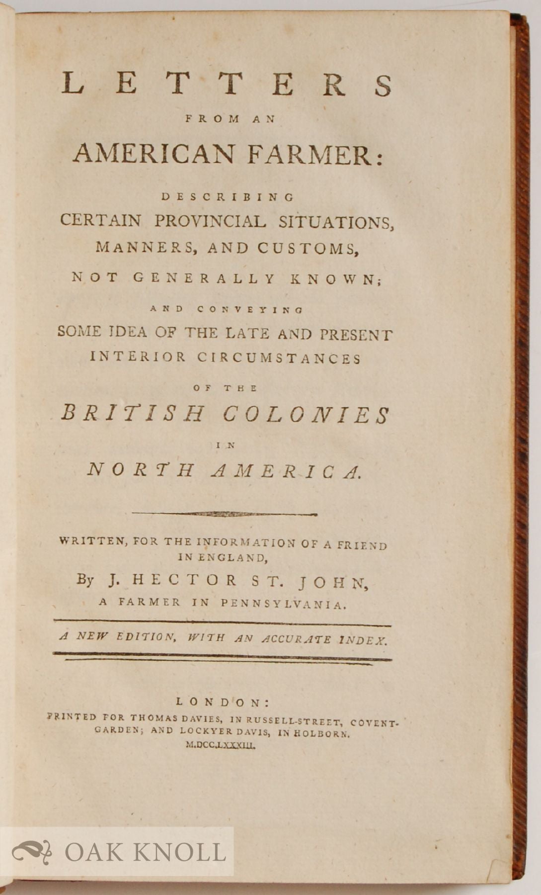 LETTERS FROM AN AMERICAN FARMER | J. Hector St. John