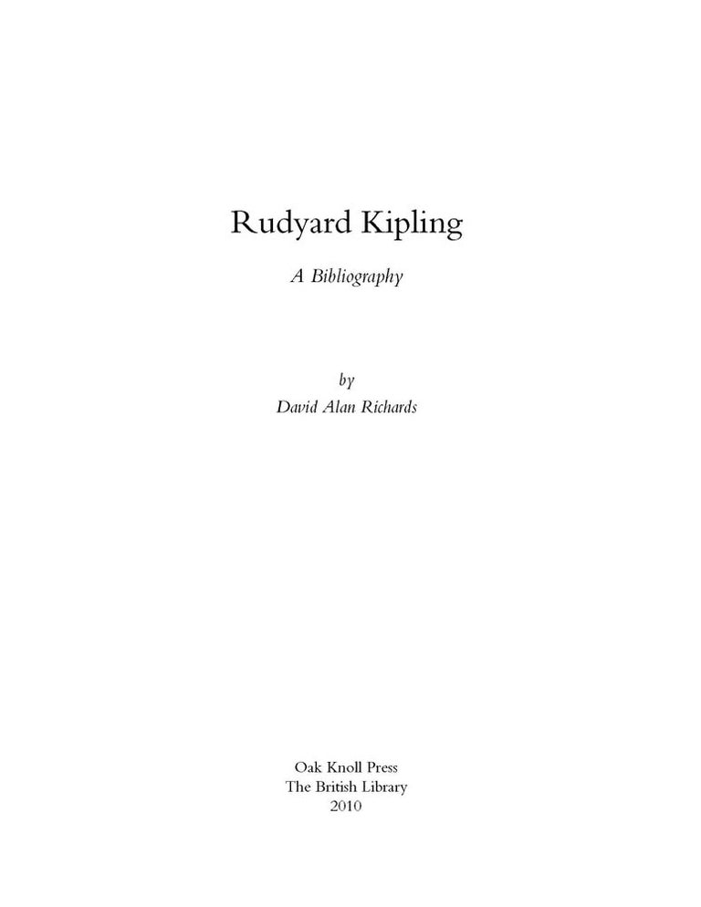Order Nr. 96675 RUDYARD KIPLING: A BIBLIOGRAPHY. David Alan Richards.